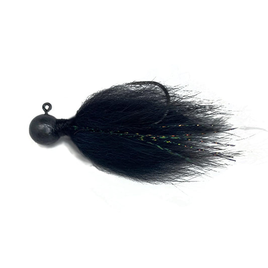Rabid Baits Hair Jig, Bass Fishing Hair Jig Hook Black, 1/4oz (1 Bait)