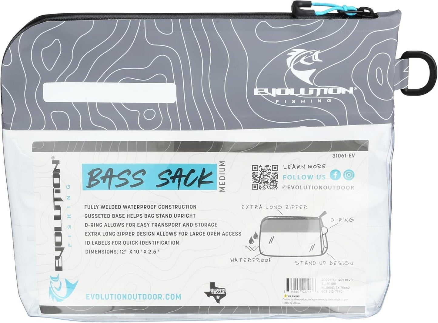 Evolution Fishing Bass Sack Water-Resistant Soft Plastic Storage Bag SM/MED/LRG