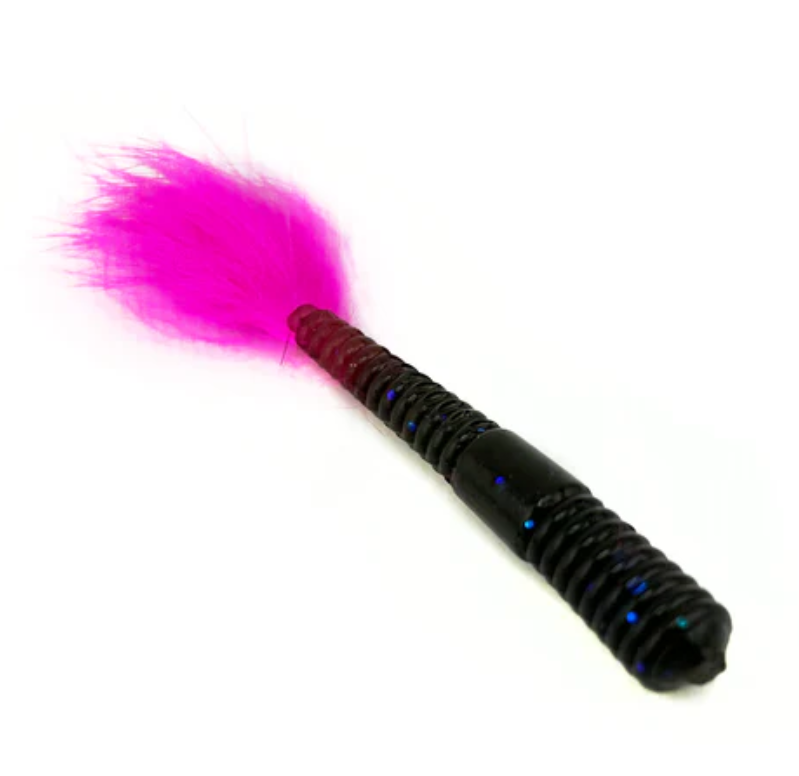 Rabid Baits Crappie Worm 1.75" 6 Pack Panfish Soft Plastic Bait w/ Fur Tail