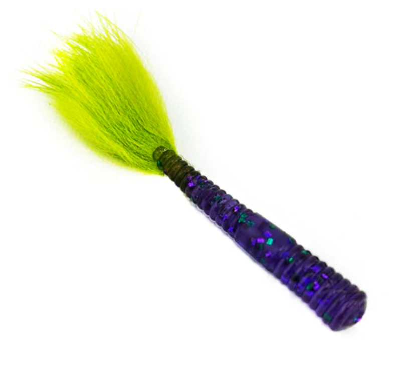 Rabid Baits Crappie Worm 1.75" 6 Pack Panfish Soft Plastic Bait w/ Fur Tail
