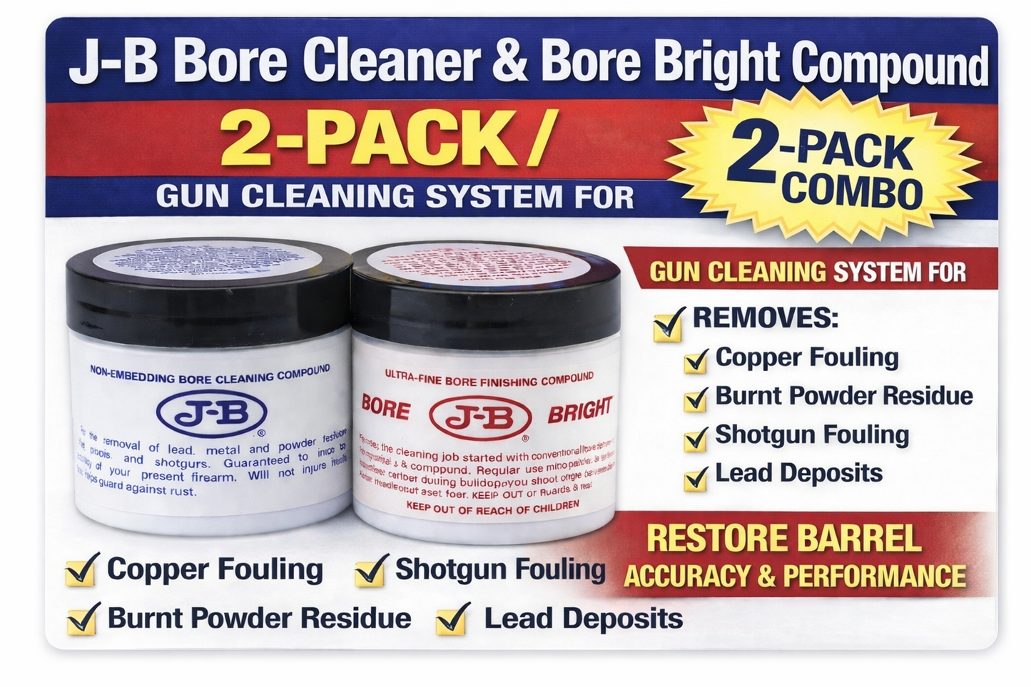 J-B Bore Cleaner & Bore Bright 2-Pack Gun Barrel Cleaning Compound Rifle Pistol