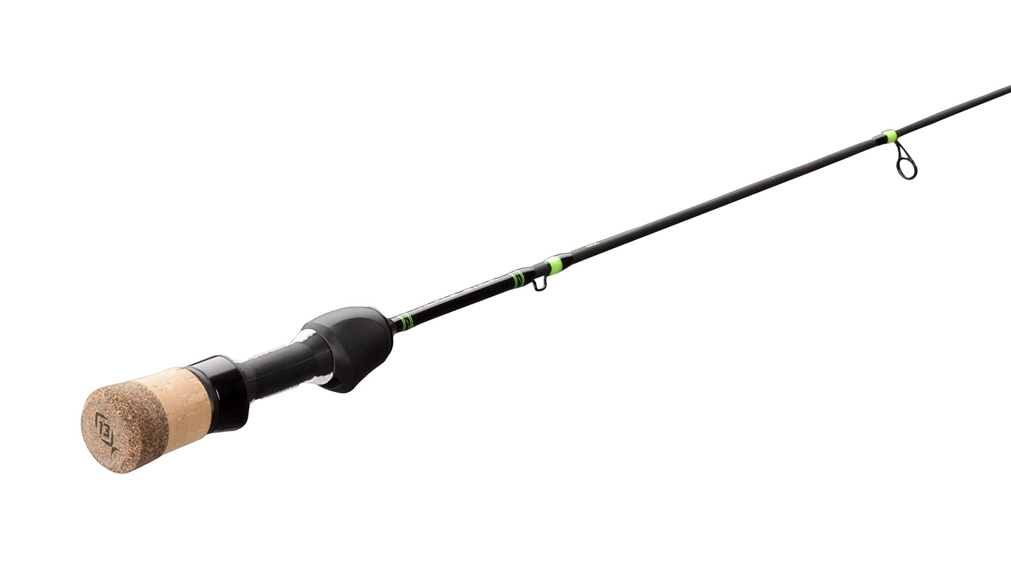 13 FISHING - Tickle Stick - Ice Fishing Rod - Gen 3-28" M (Medium) - 1/4-3/8 oz - PC2 Flat-Tip Blank with Larger Tip Guides - TS3-28M
