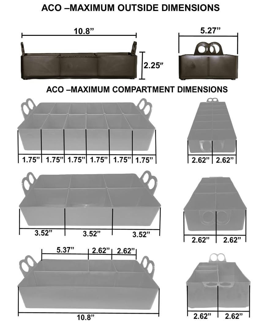 MTM ACO Ammo Can Organizer Trays, for 50 Caliber Size Metal or Plastic Ammo cans, 3 Pack, Mobile Small Parts Organizer for Firearms, Screws, Nails, Bolts, Hardware, USA Made, Black