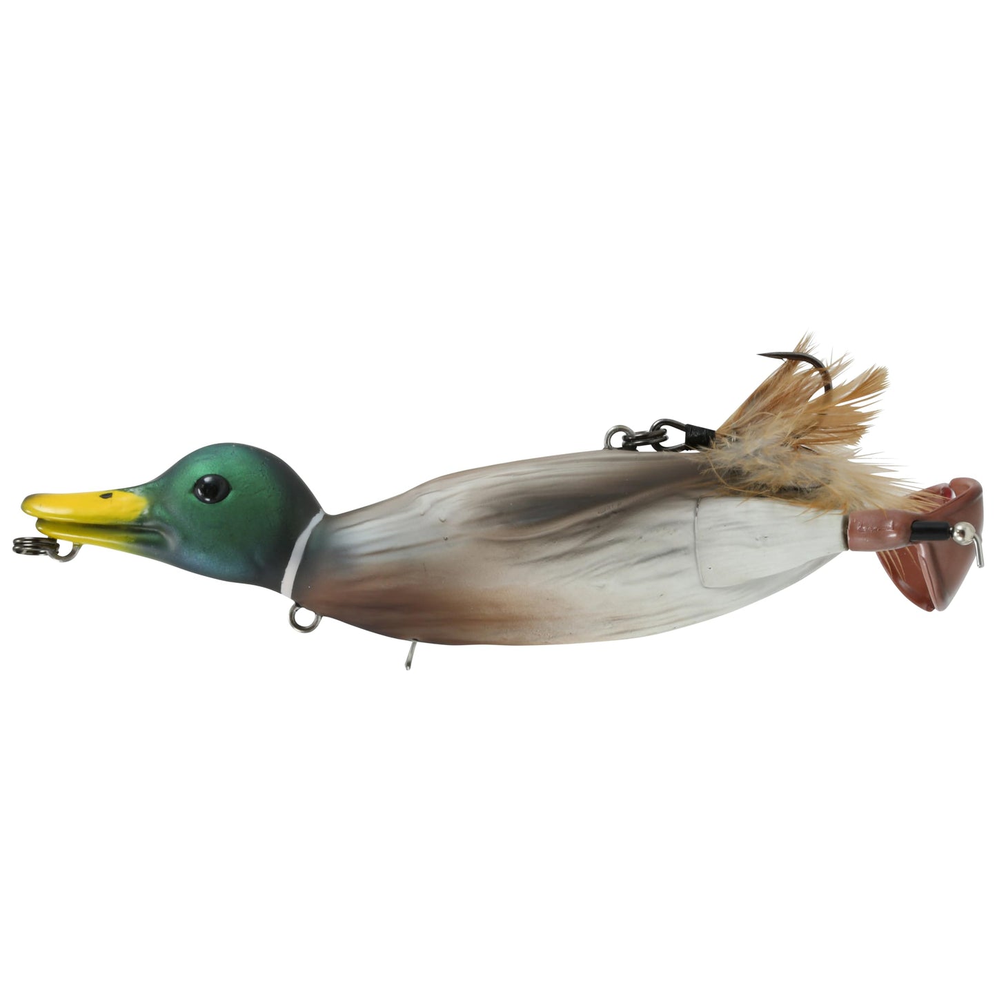Savage Gear 3D Duck Fishing Bait, 4 1/4 oz, Adult Mallard, Realistic Contours, Colors & Movement, Durable ABS Construction, Versatile Rigging Options, Dual Smash Tails, Dual Treble Hook Configuration