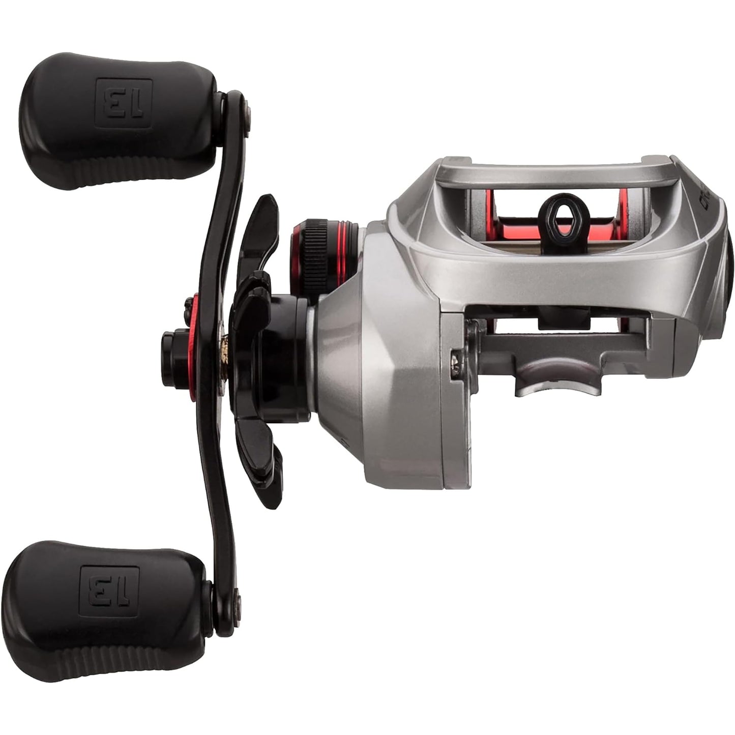 13 FISHING - Origin F1 Baitcast Reel - 8.1:1 Gear Ratio - Right Hand Retrieve (100 Size) (Fresh) - OF1-8.1-RH-CP, Silver/Black/Red
