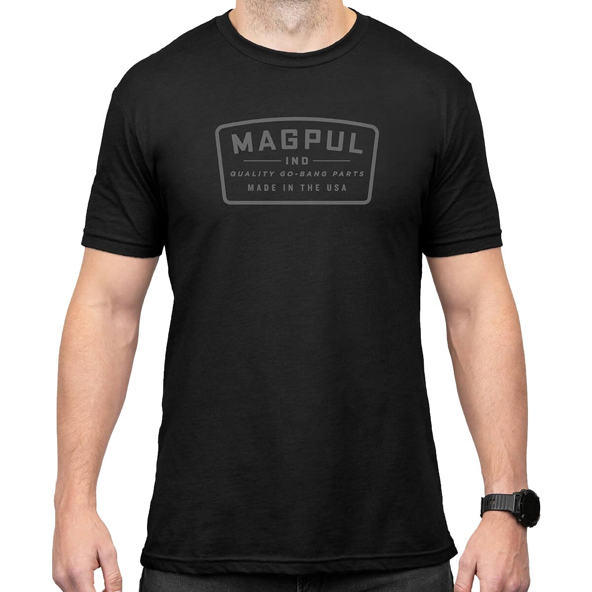 Magpul Blend Crew Neck Short Sleeve T-Shirt for Men, Go Bang Parts Patch Black, X-Large