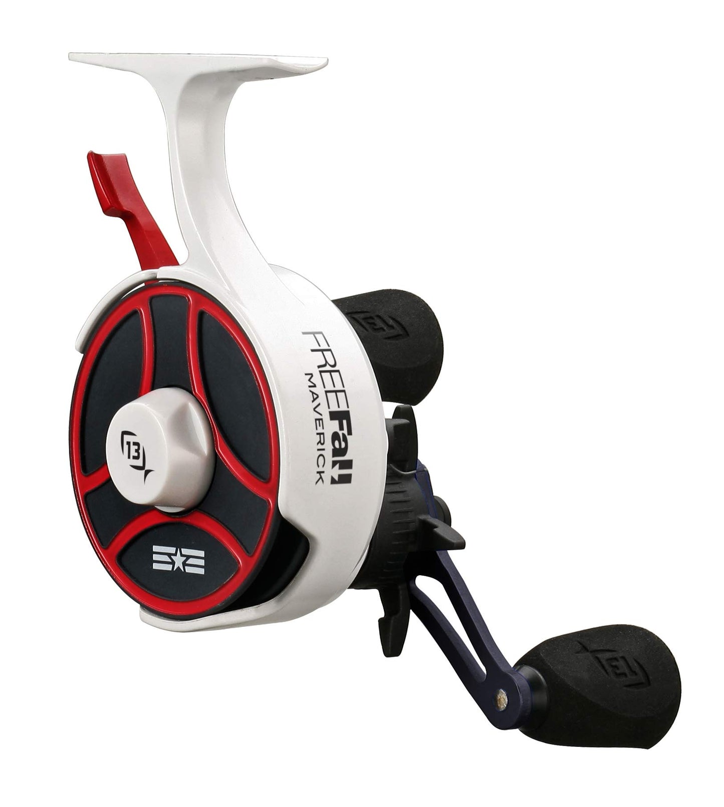 13 FISHING - Freefall Ghost Maverick Inline Ice Combo - 27" UL (Ultra Light) - FF Ghost + Tickle Stick Tennessee Handle - Right Hand Retrieve