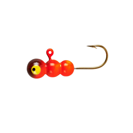 Lindy Tungsten Ice Worm Jig Fast-Sinking Ice Fishing Lure, Brown Orange, #6 Hook