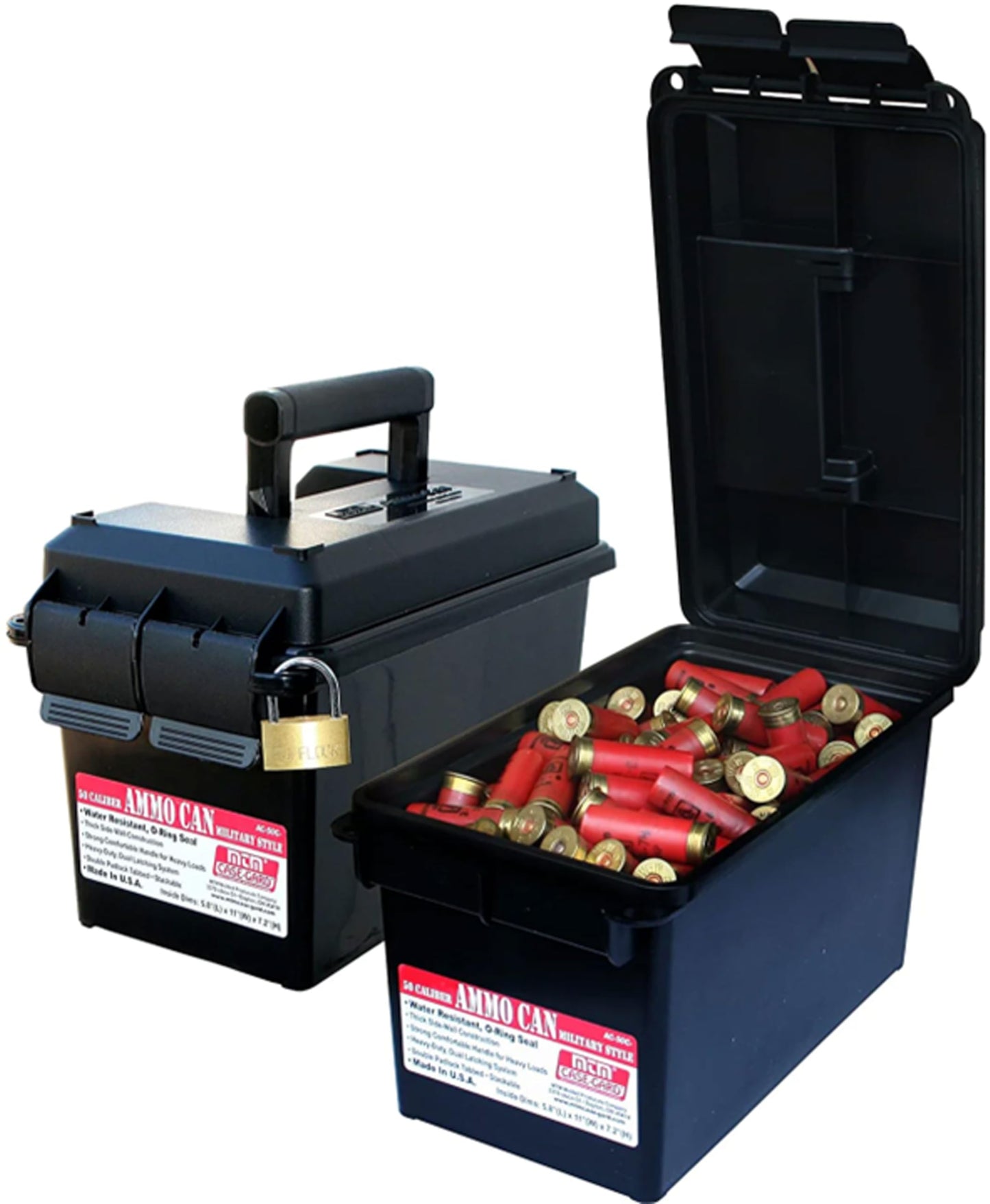 MTM AC50C-40 Ammo Can, 50-Caliber, Heavy-Duty Dual Latching System, Rugged Polypropylene Plastic, O-Ring Seal System, Water Resistant, Bulk Ammo Storage, USA Made, Black