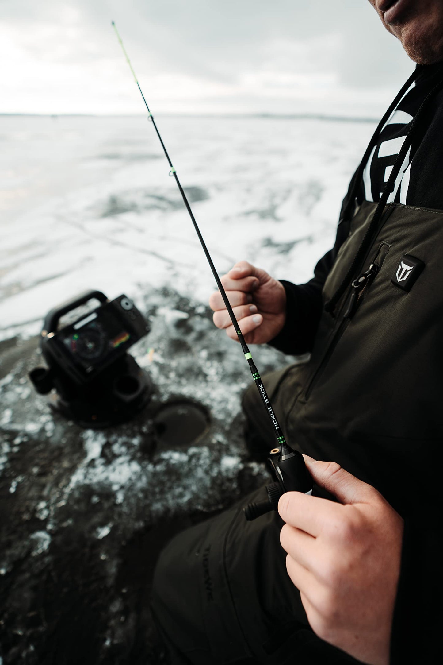 13 FISHING - Tickle Stick - Ice Fishing Rod - Gen 3 - 27" UL (Ultra Light) - 1/64oz-1/16oz - PC2 Flat-Tip Blank - TS3-27UL, Black