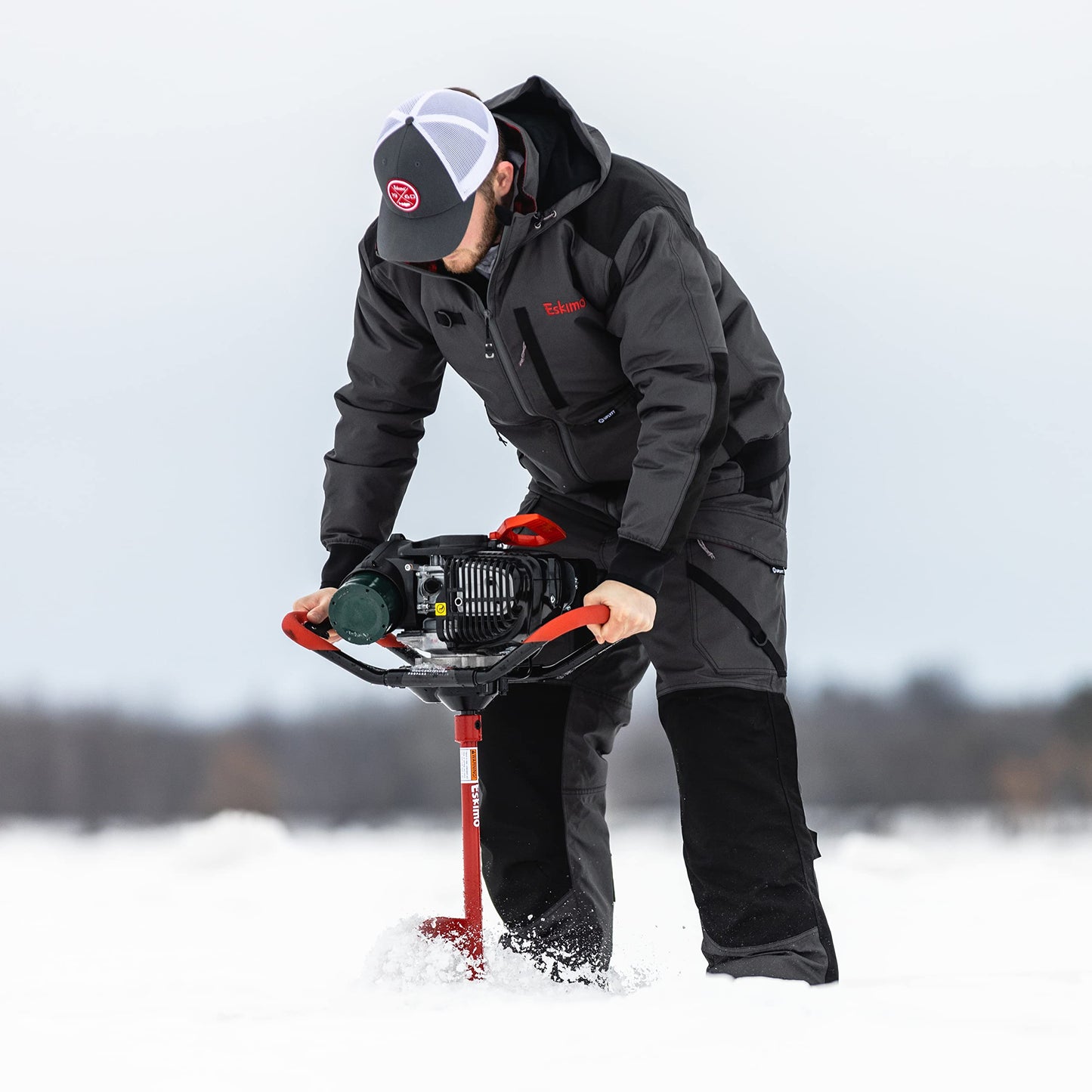 Eskimo HC40Q8 High Compression 40cc Propane with 8" Quantum Ice Auger, Red