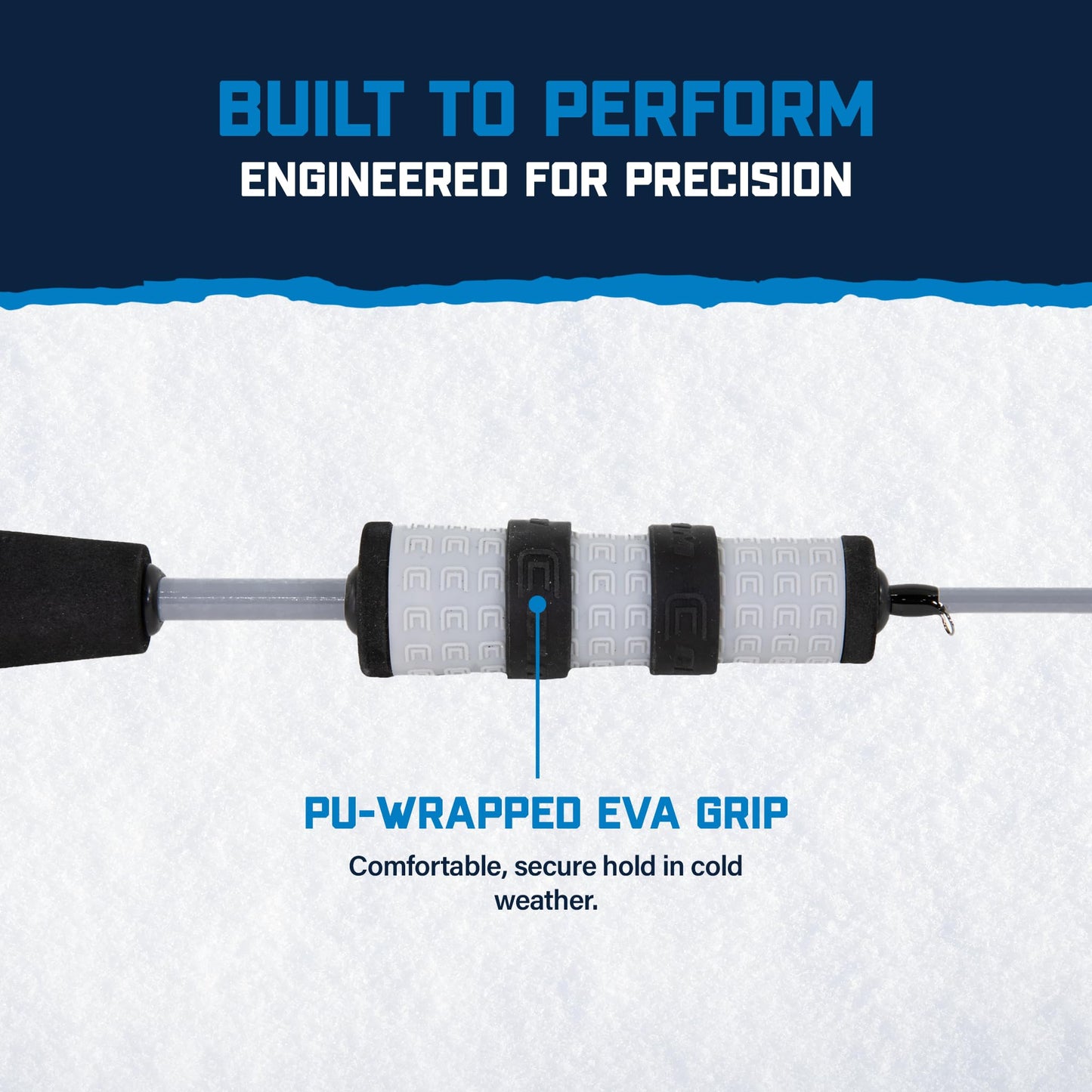 CLAM Jason Mitchell Meat Stick Ice Rod – High-Vis Tip, Balanced Composite Rod, Soft Touch Handle, Ultra-Sensitive for Bites