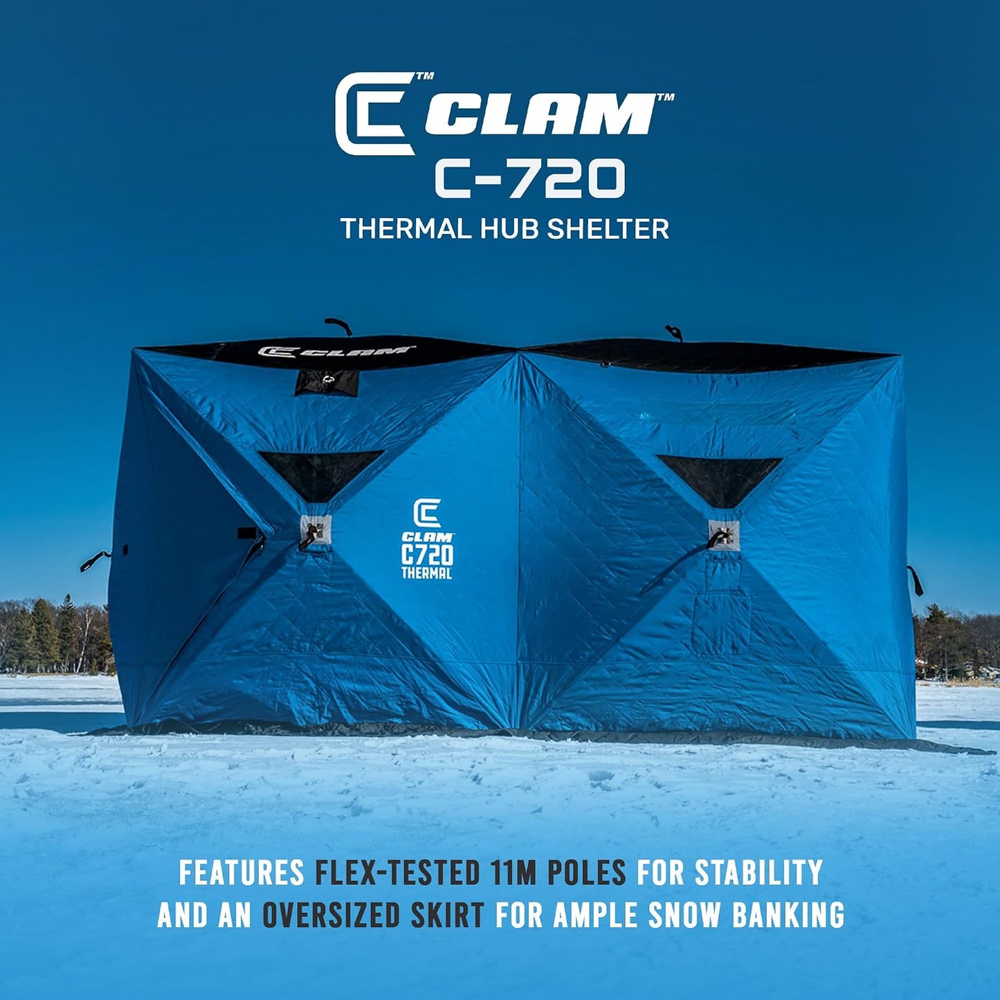 Clam C-720 Thermal Hub Ice Fishing Shelter 6x12 4-5 Person