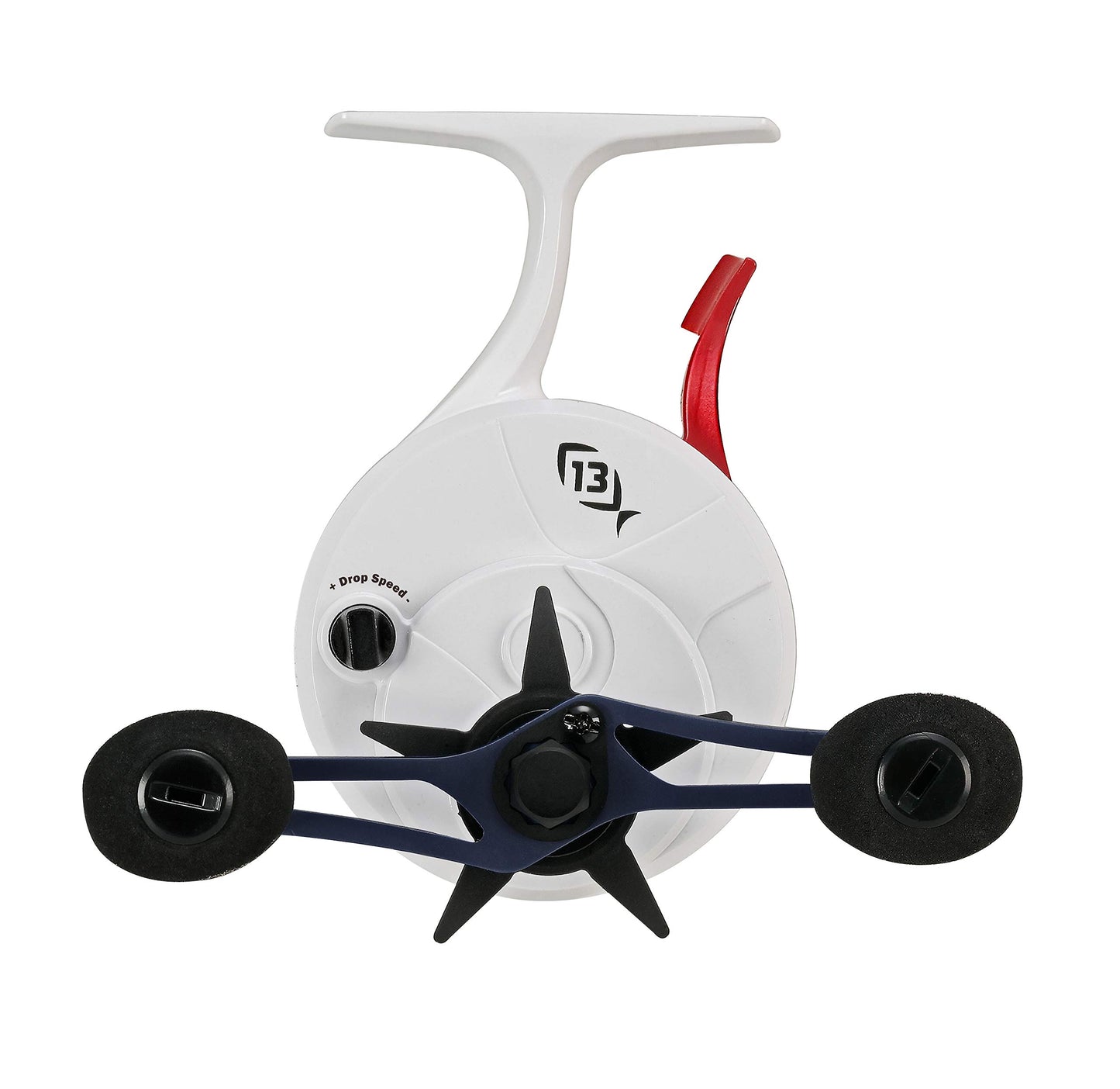 13 FISHING - Freefall Ghost Maverick Inline Ice Combo - 27" UL (Ultra Light) - FF Ghost + Tickle Stick Tennessee Handle - Right Hand Retrieve