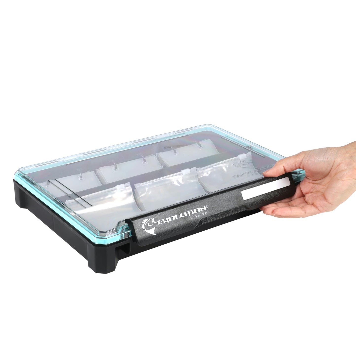 Evolution Fishing BallistiX Blade Runner Tackle Tray - Waterproof, Spinnerbait & Buzzbait Storage, 30 Rust-Resistant Baggies, 6 Sections, Fits 3700 Tackle Box, QuikLatch