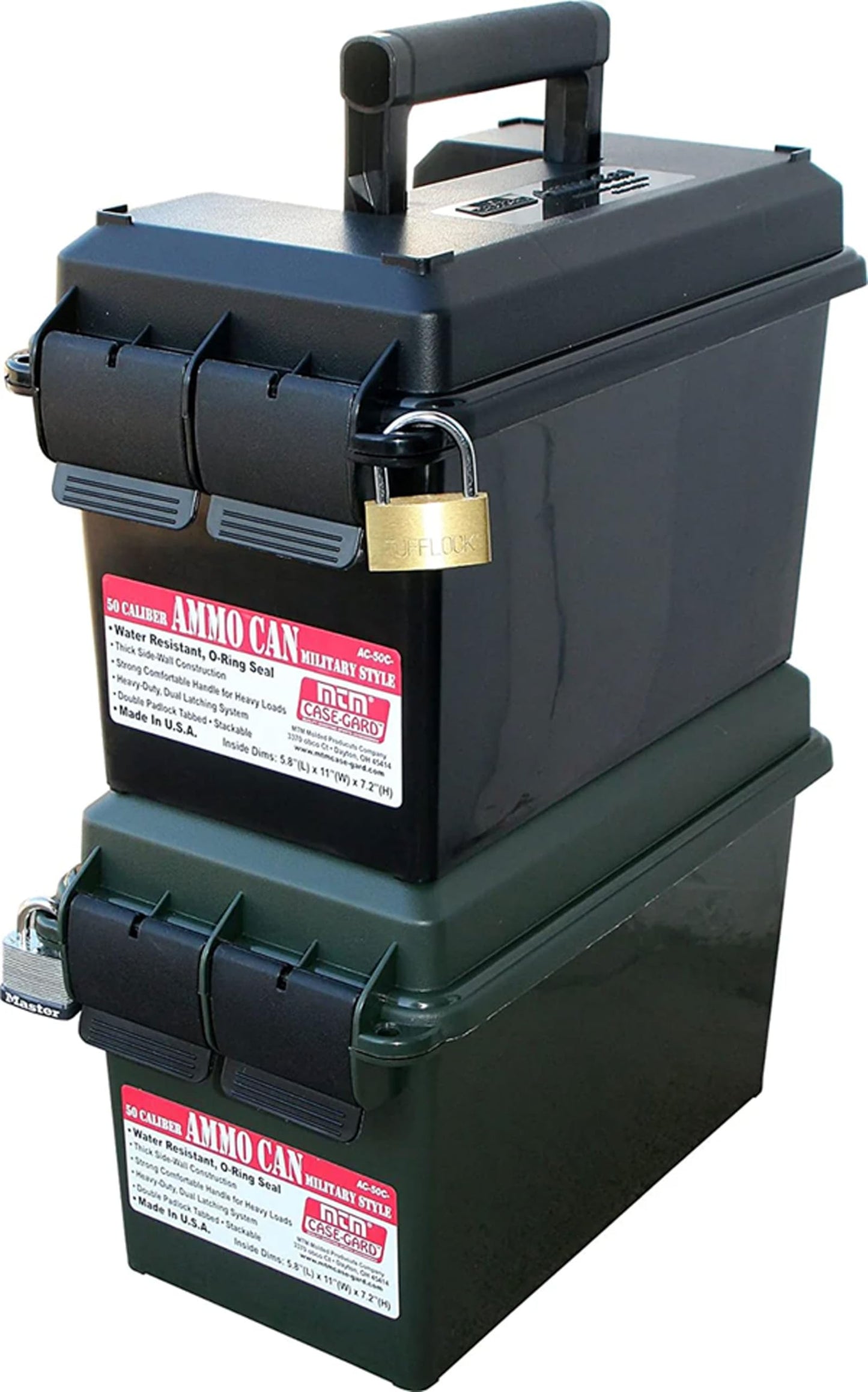 MTM AC50C Ammo Can, 50 Caliber, Field Boxes, Lockable Storage Box with Handle, Water and Dust Resistant, Secures Hunting Gear, Supplies, and Bullets, Stackable, USA Made