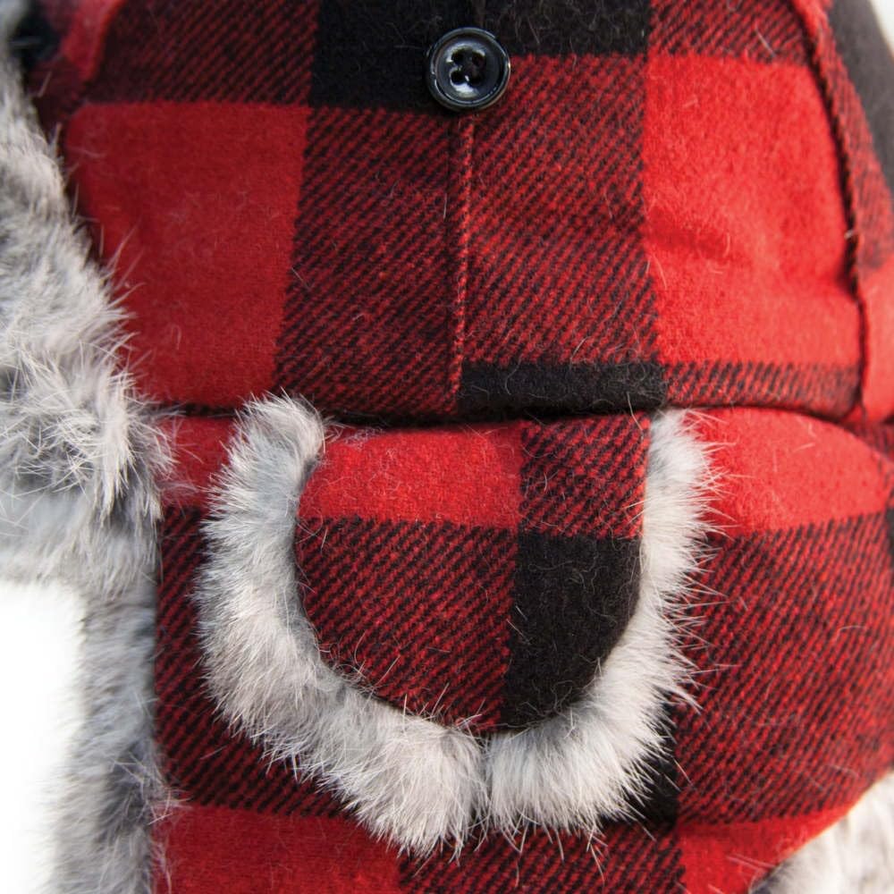 Eskimo Alaskan Fur Hat, Buffalo Plaid, XL
