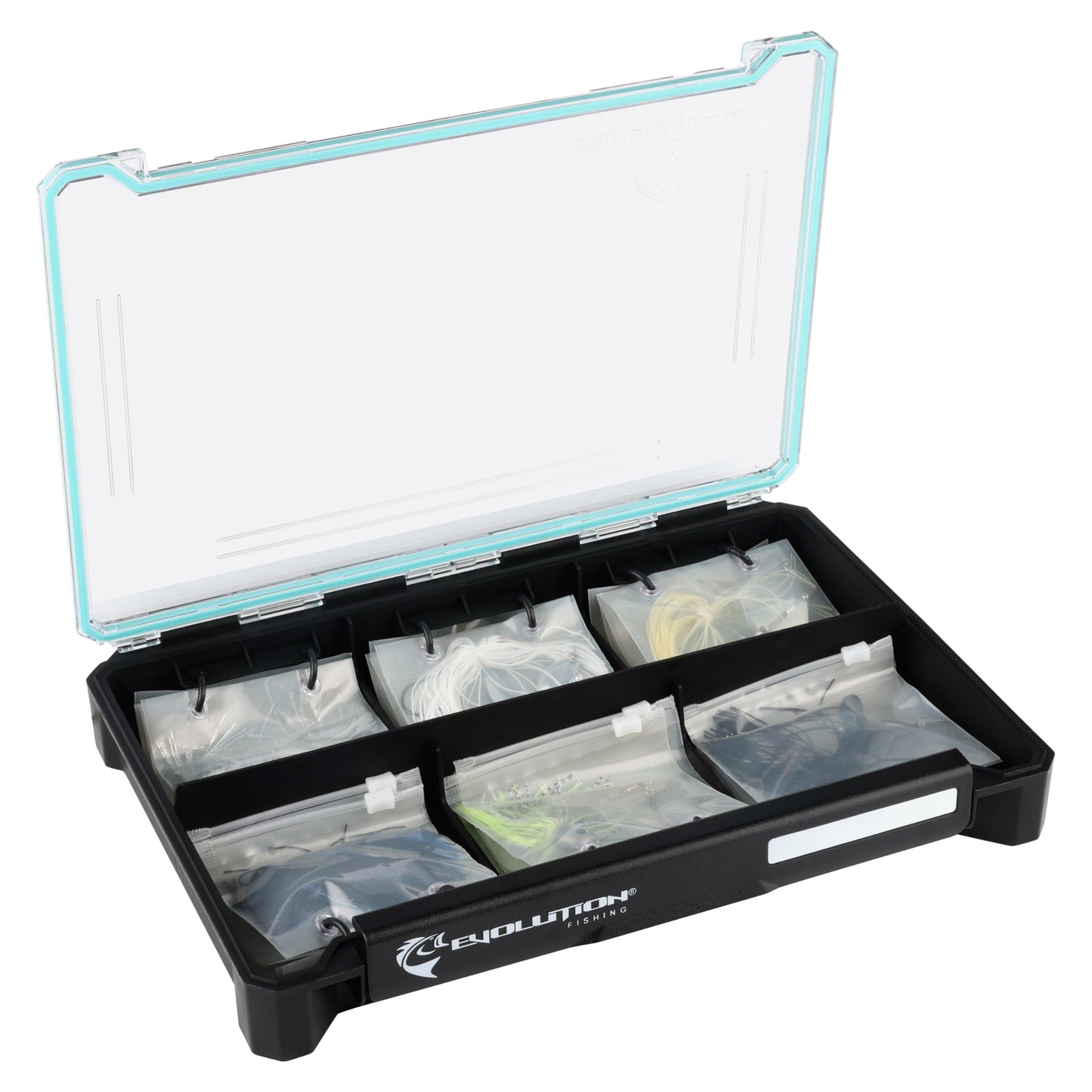 Evolution Fishing BallistiX Blade Runner Tackle Tray - Waterproof, Spinnerbait & Buzzbait Storage, 30 Rust-Resistant Baggies, 6 Sections, Fits 3700 Tackle Box, QuikLatch