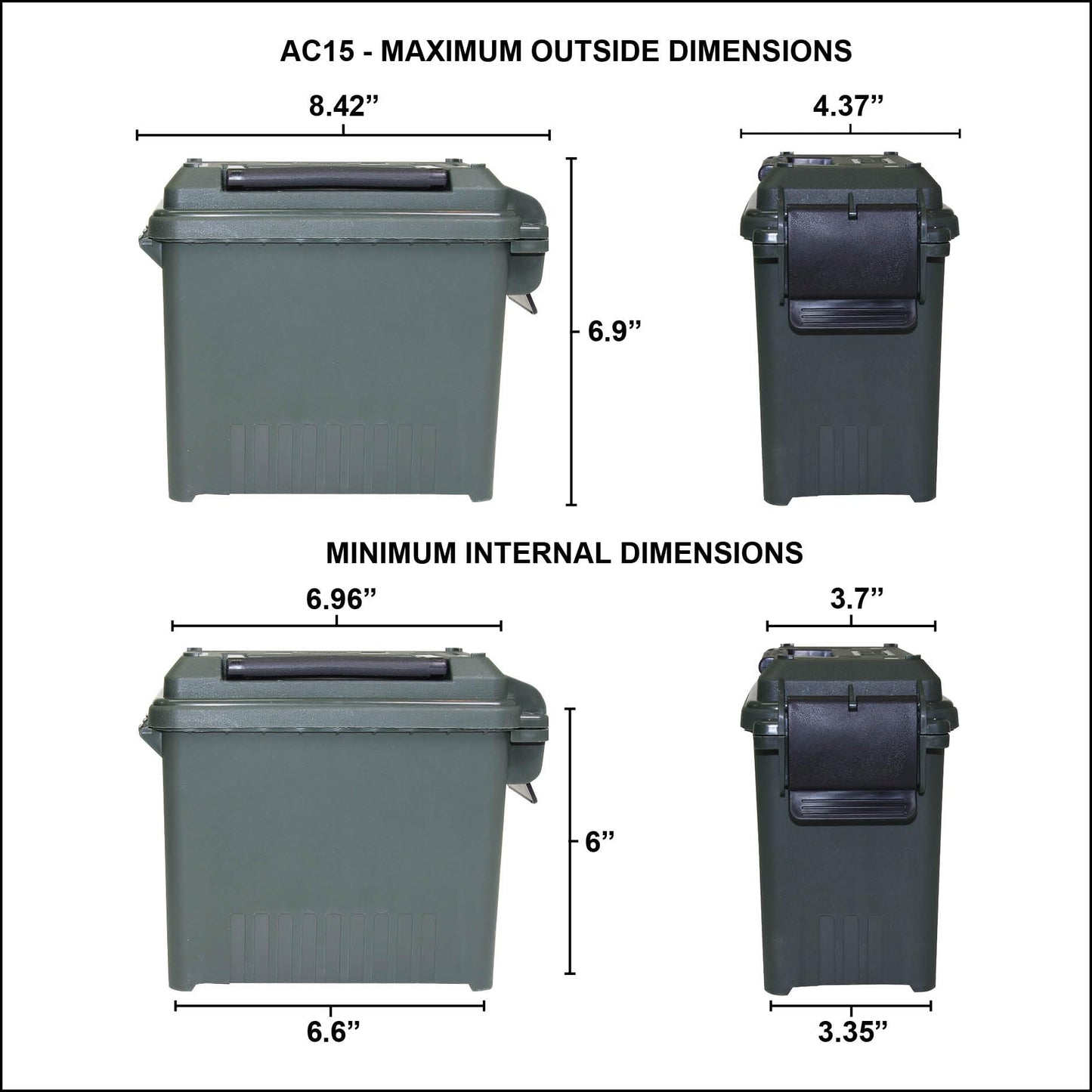 MTM AC15-72 Ammo Can Mini for Bulk Ammo, Water-Resistant Seal, Double Padlock Tabs, 12-Pound Capacity, USA Made, Dark Earth