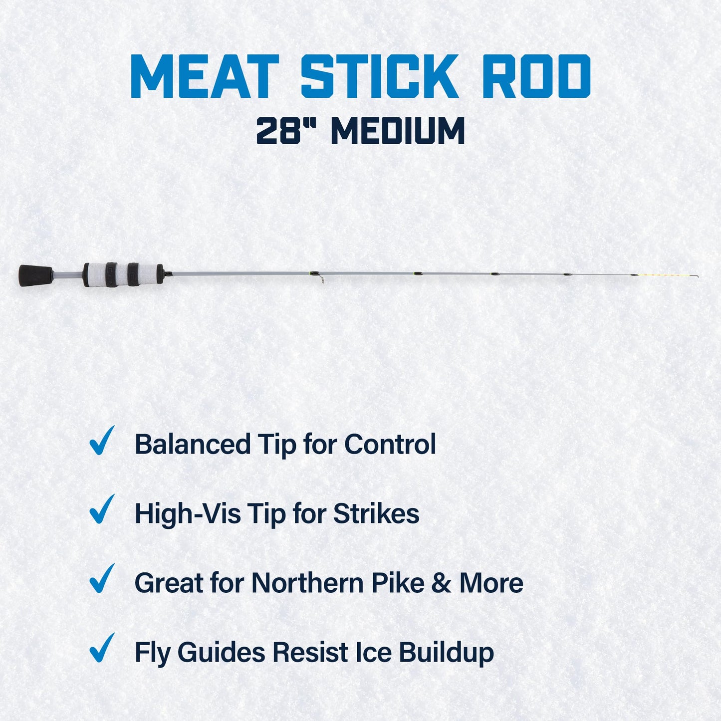 CLAM Jason Mitchell Meat Stick Ice Rod – High-Vis Tip, Balanced Composite Rod, Soft Touch Handle, Ultra-Sensitive for Bites