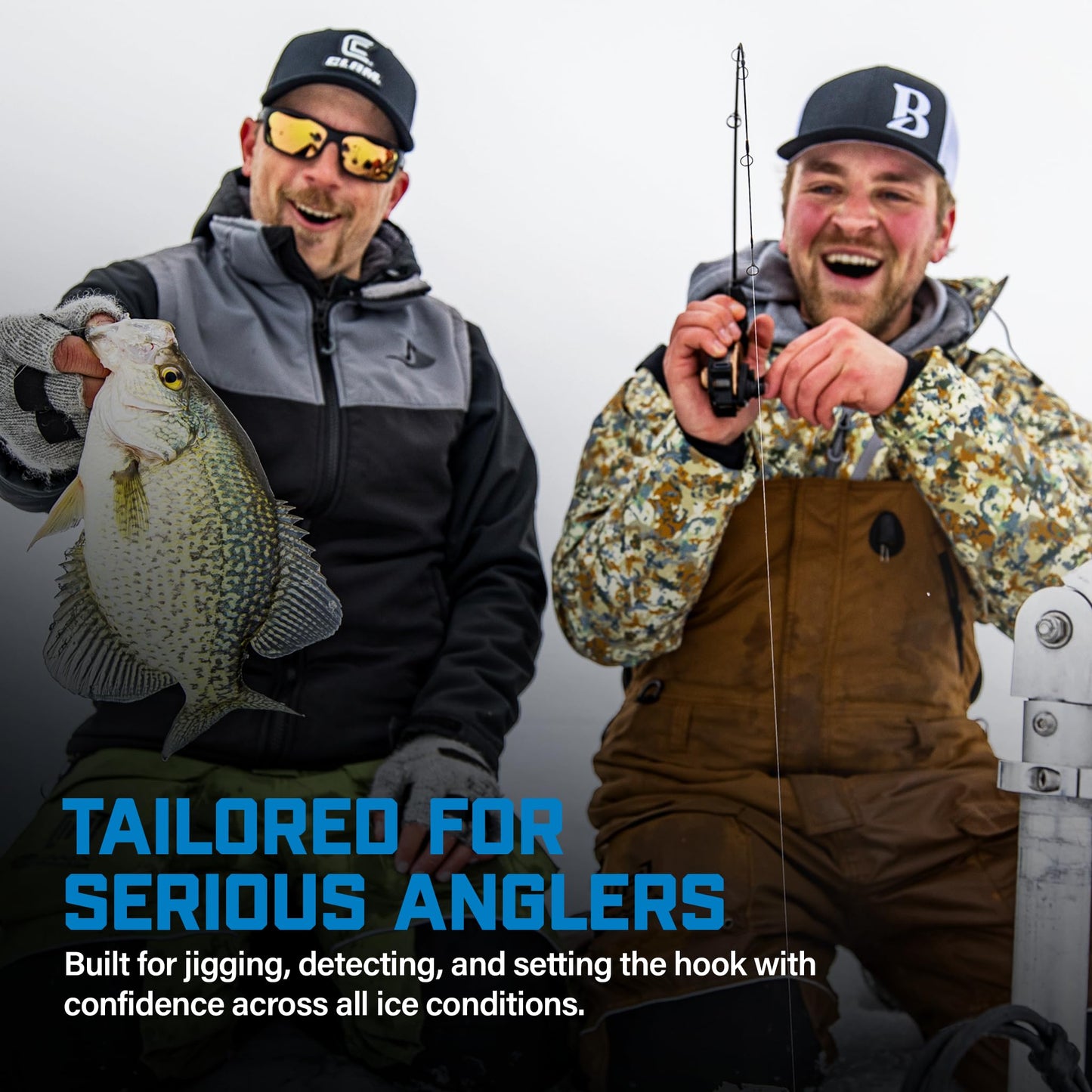 CLAM Jason Mitchell Meat Stick Ice Rod – High-Vis Tip, Balanced Composite Rod, Soft Touch Handle, Ultra-Sensitive for Bites