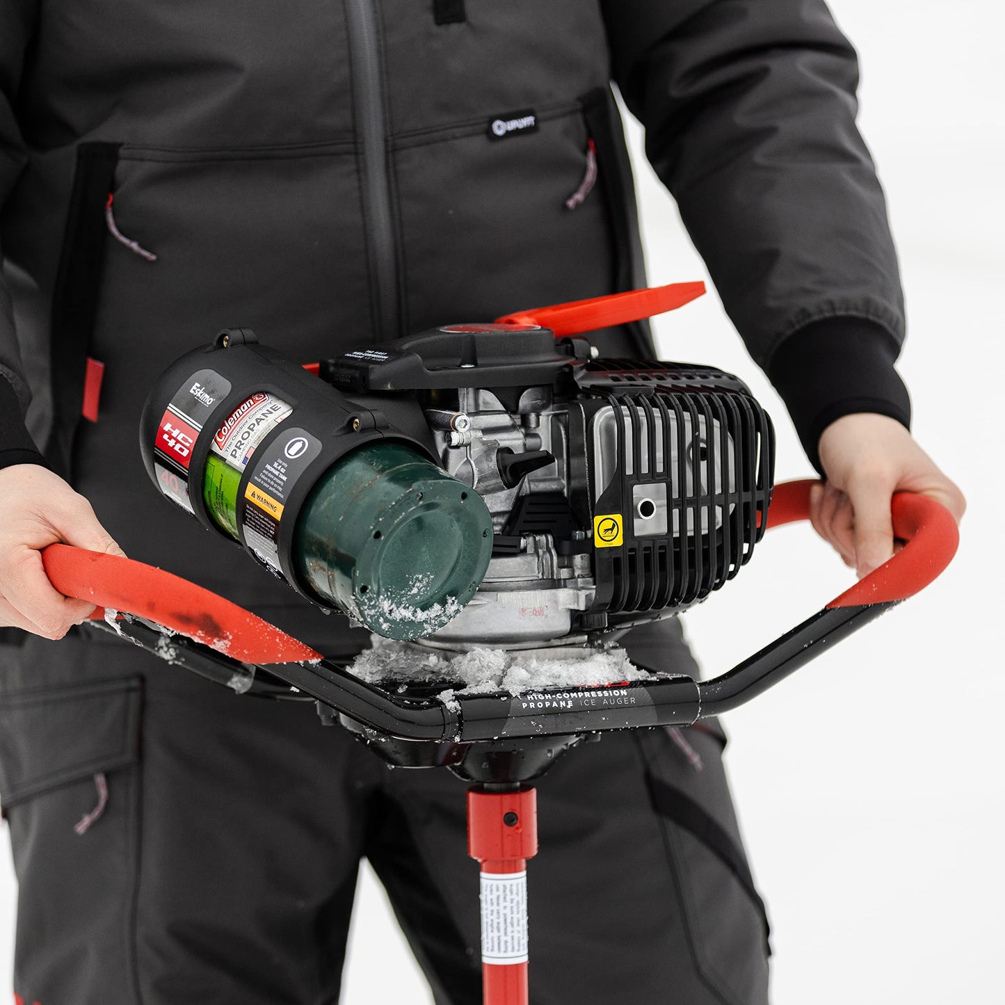 Eskimo HC40Q8 High Compression 40cc Propane with 8" Quantum Ice Auger, Red