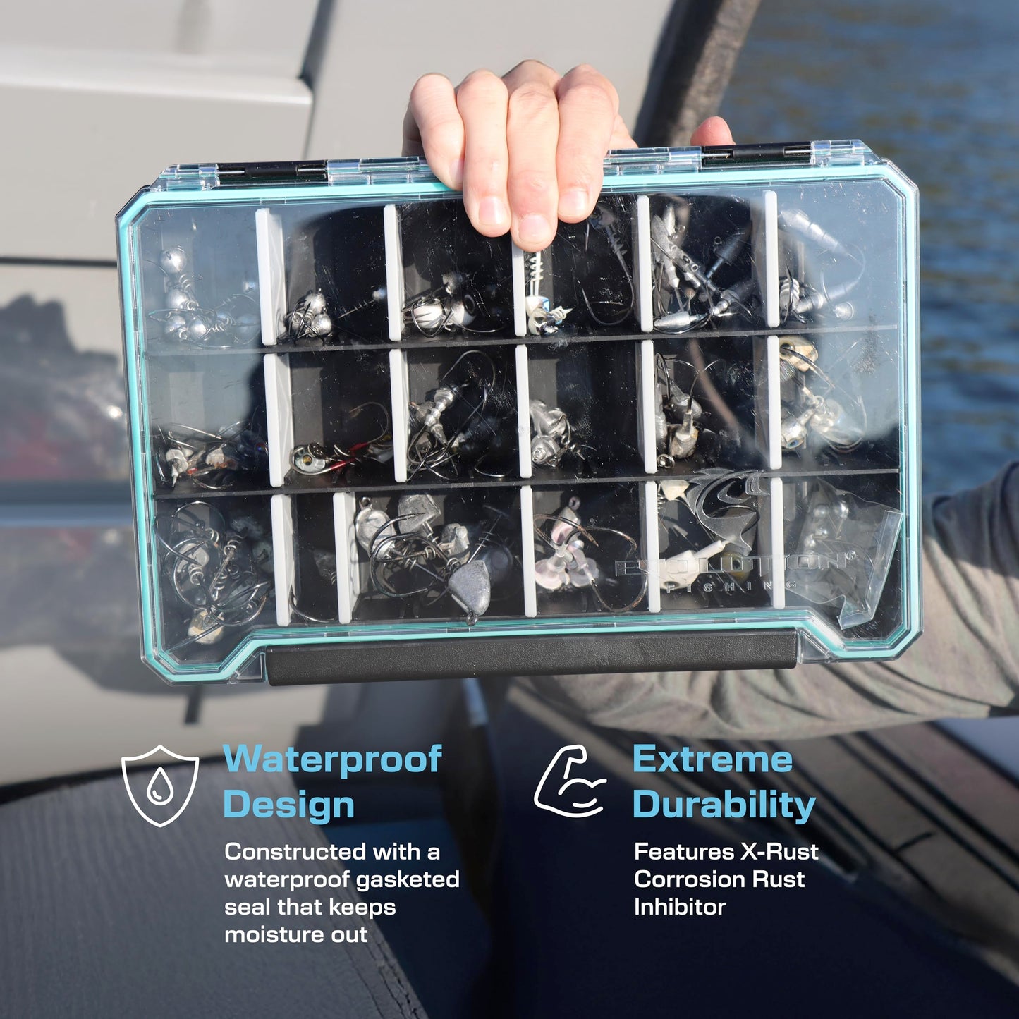 Evolution Fishing BallistiX 3.6 Tackle Tray - Waterproof, Anti-Corrosion, Single Latch, Clear Lid, Lure Box, Tackle Storage Box, Removable Dividers