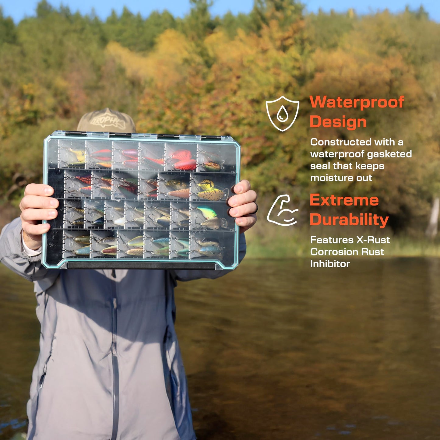 Evolution Fishing BallistiX HANGR 3.7D Tackle Tray - Waterproof, Angled Divider System, Anti-Corrosion, Single Latch, Clear Lid, Lure Box, Tackle Storage, Tackle Box Organizer