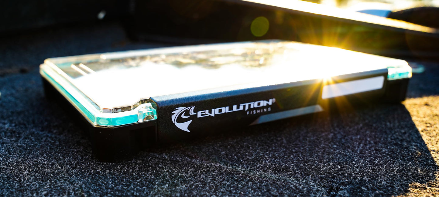 Evolution Fishing BallistiX Twitch Tackle Tray - Waterproof, Jerkbait & Topwater Tackle Storage Box, Anti-Corrosion, One Hand Latch, Clear Lid, Lure Box