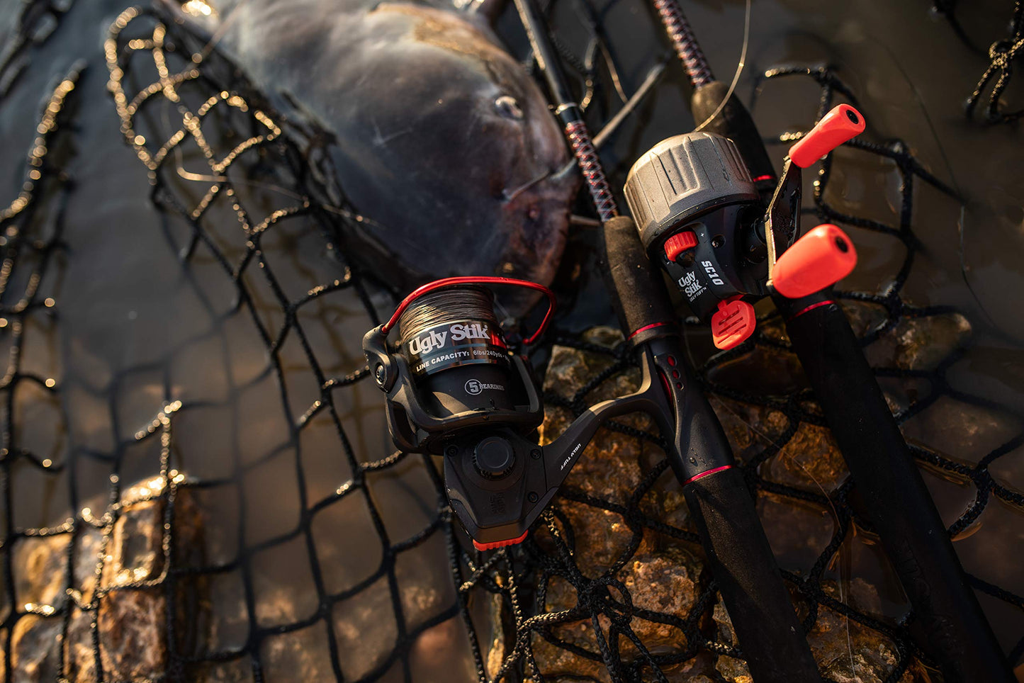 Ugly Stik Ugly Tuff Spinning Spinning Reel, Size 35, 5 Stainless Steel Ball Bearing System, Oil Felt Front Drag Drag, Max of 18lb | 8.1kg, Black