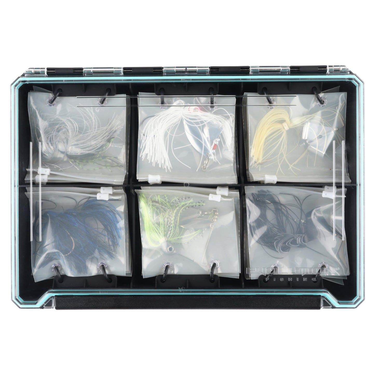 Evolution Fishing BallistiX Blade Runner Tackle Tray - Waterproof, Spinnerbait & Buzzbait Storage, 30 Rust-Resistant Baggies, 6 Sections, Fits 3700 Tackle Box, QuikLatch