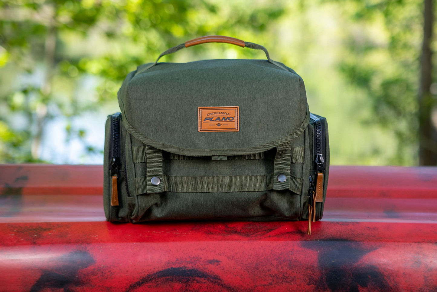Plano A-Series 3600 2.0 Tackle Bag, Forest Green, Includes 4 Clear 3600 StowAway Utility Boxes, Fishing Bag with Tackle Boxes for Baits and Lures, MOLLE Attachments