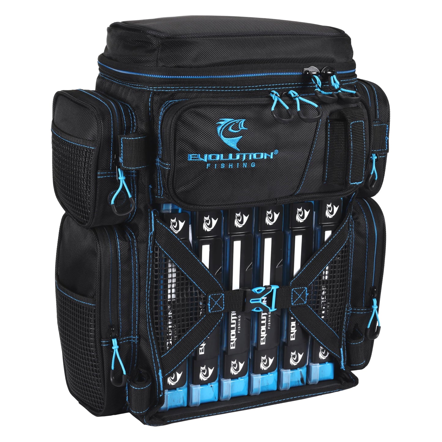 Evolution Fishing Drift Series Tackle Backpack, Outdoor Rucksack w/ 6 Fishing Tackle Trays, Heavy Duty