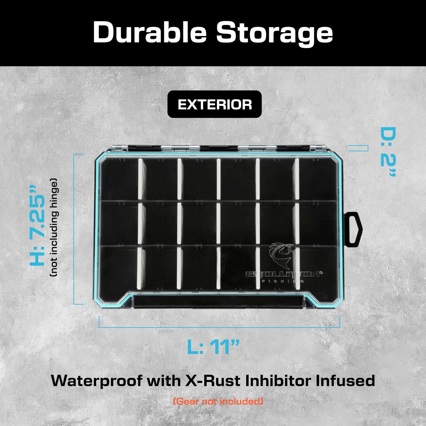 Evolution Fishing BallistiX 3.6 Tackle Tray - Waterproof, Anti-Corrosion, Single Latch, Clear Lid, Lure Box, Tackle Storage Box, Removable Dividers