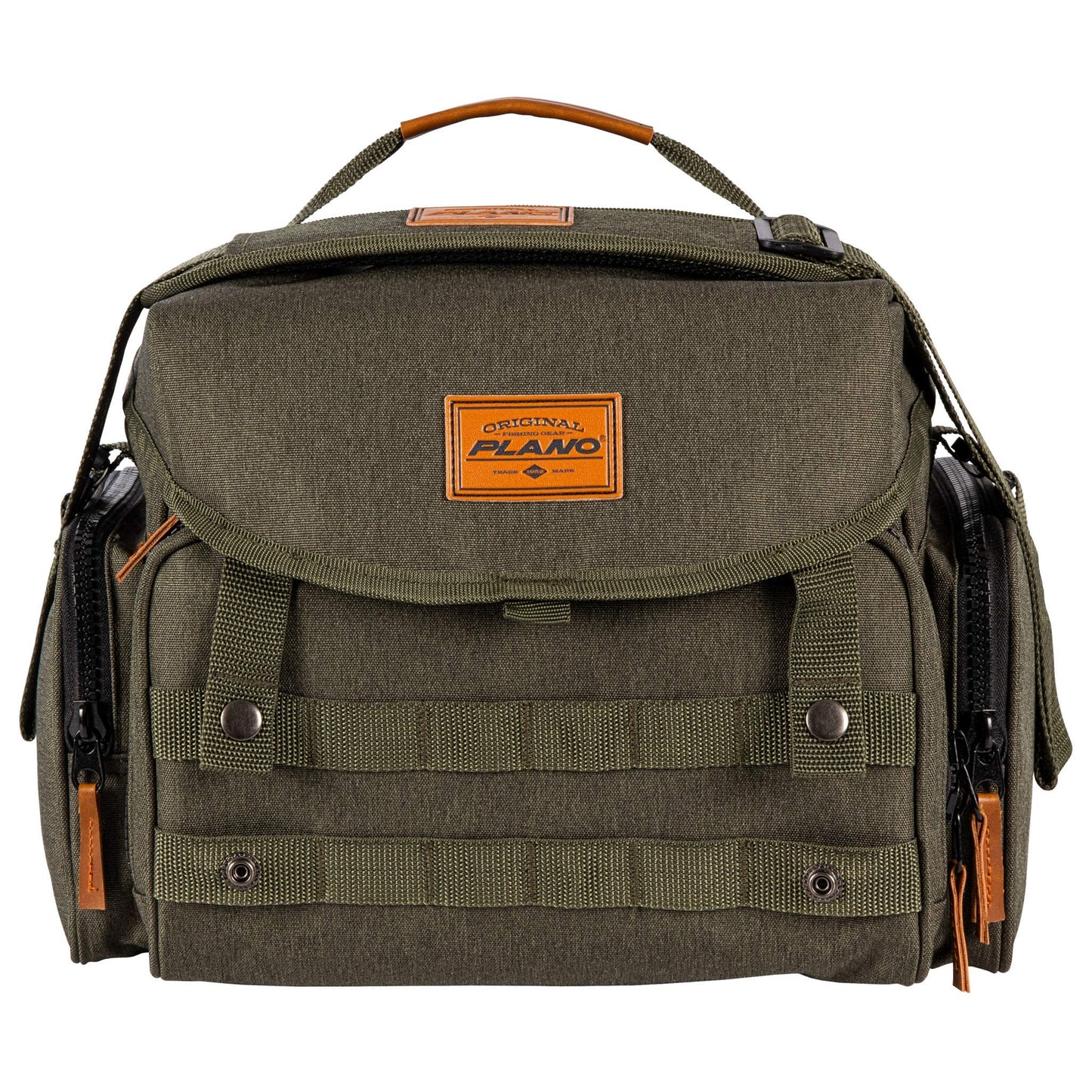 Plano A-Series 3600 2.0 Tackle Bag, Forest Green, Includes 4 Clear 3600 StowAway Utility Boxes, Fishing Bag with Tackle Boxes for Baits and Lures, MOLLE Attachments