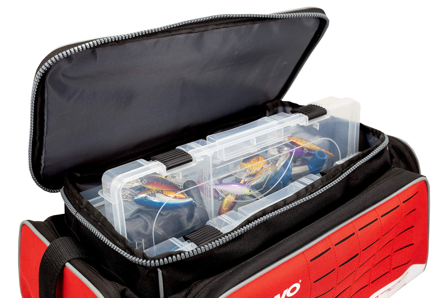 Plano Weekend Series 3700 Deluxe Tackle Case, Large, Red Fabric, Includes 2 3700 Stowaway Utility Storage Boxes, Soft Fishing Tackle Bag, Premium Storage