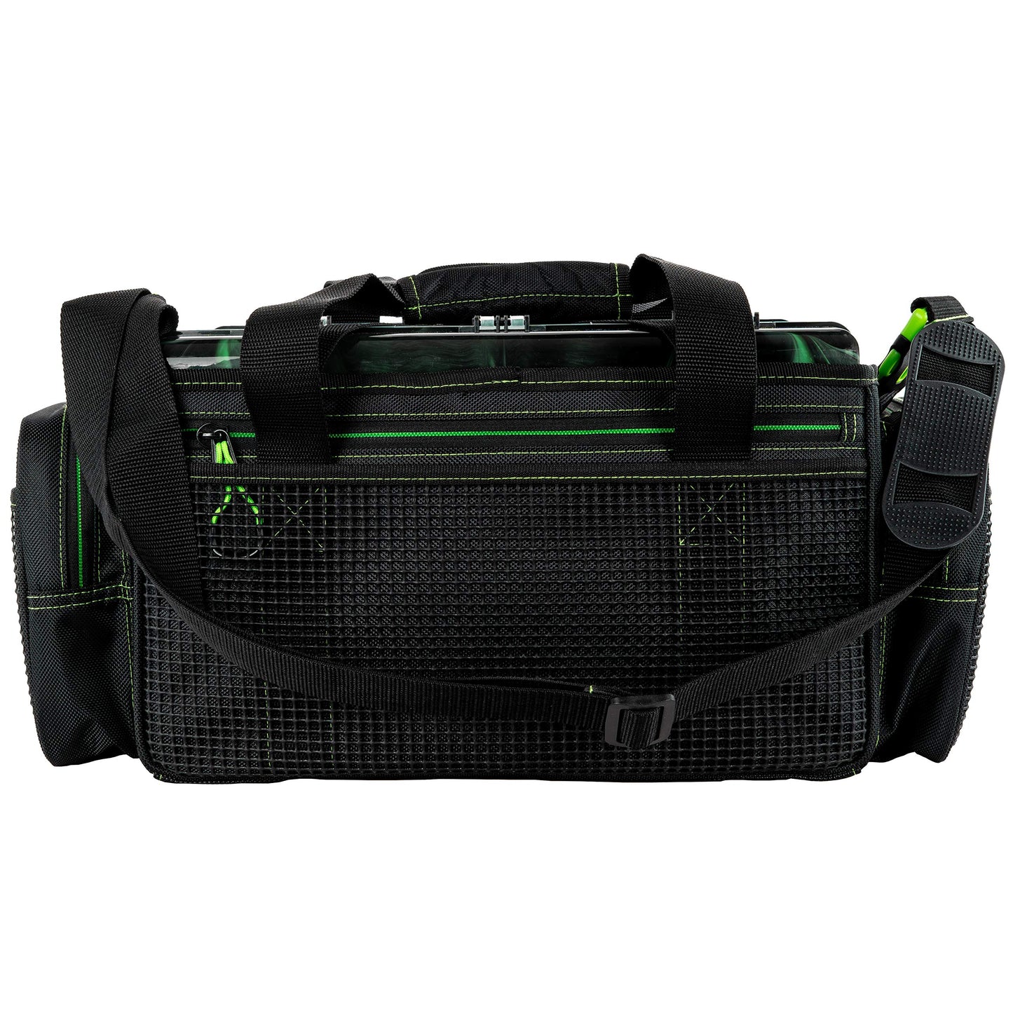 Evolution Outdoor Drift Series Topless Horizontal Tackle Bag – Outdoor Rucksack w/ 5 Fishing Tackle Trays, Padded Handle and Shoulder Strap, Plier Holster, Tackle Carrying Case