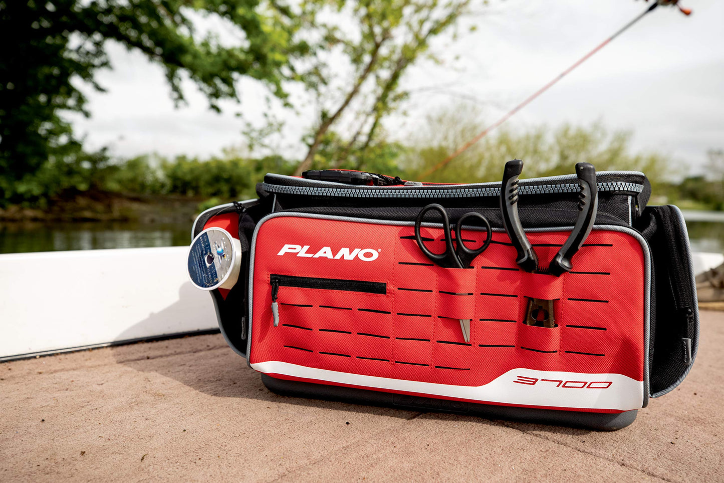 Plano Weekend Series 3700 Deluxe Tackle Case, Large, Red Fabric, Includes 2 3700 Stowaway Utility Storage Boxes, Soft Fishing Tackle Bag, Premium Storage
