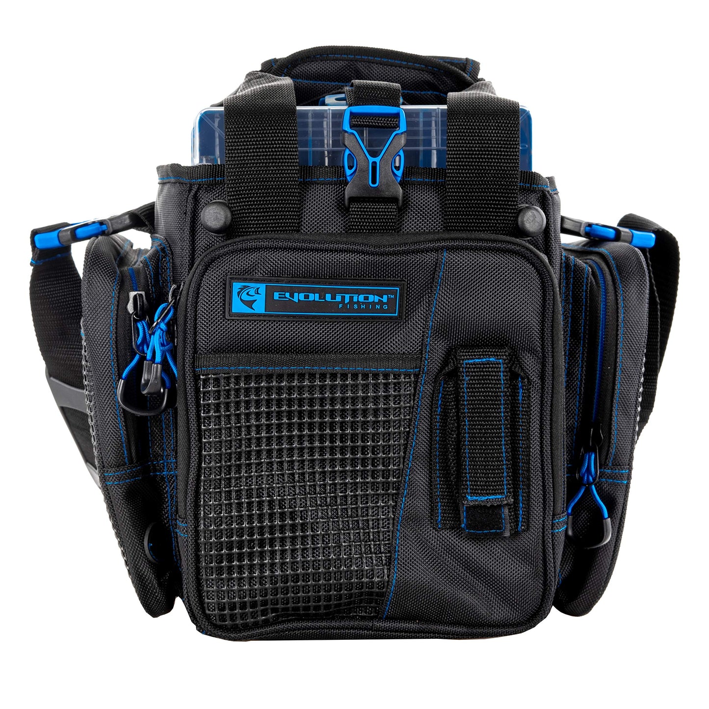 Evolution Outdoor Drift Series Topless Vertical Tackle Bag – Outdoor Rucksack w/ 5 Fishing Tackle Trays, Padded Handle and Shoulder Strap, Plier Holster, Tackle Carrying Case