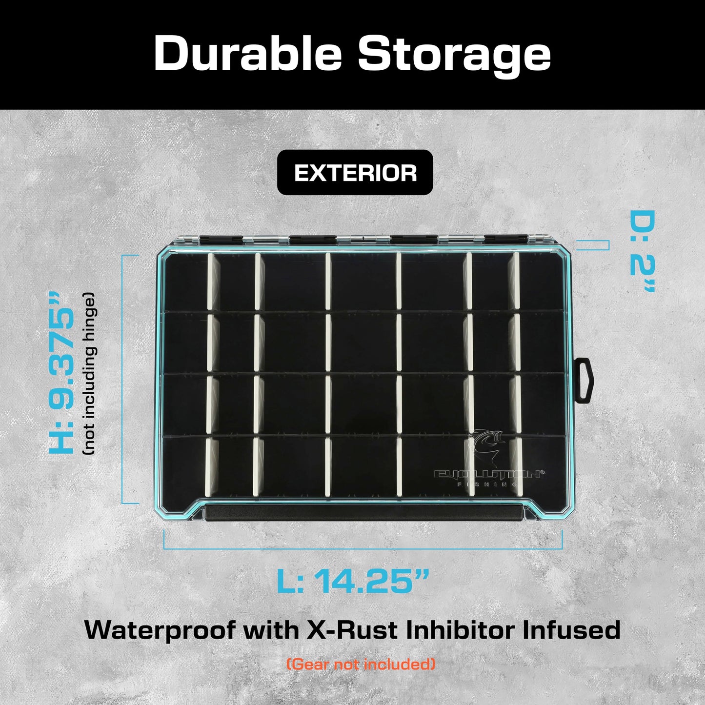 Evolution Fishing BallistiX 3.7 Tackle Tray - Waterproof, Anti-Corrosion, Single Latch, Clear Polycarbonate Lid, Lure Box, Tackle Storage Box, Removable Dividers