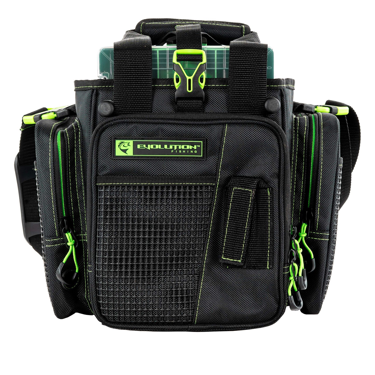 Evolution Outdoor Drift Series Topless Vertical Tackle Bag – Outdoor Rucksack w/ 5 Fishing Tackle Trays, Padded Handle and Shoulder Strap, Plier Holster, Tackle Carrying Case