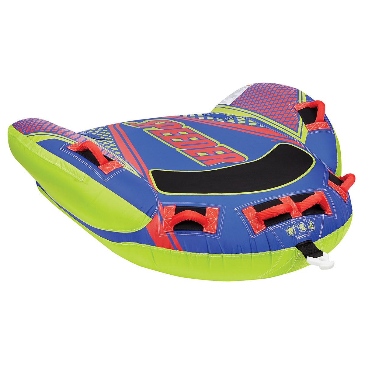 Angled view of the Full Throttle Speeder 2-person towable tube