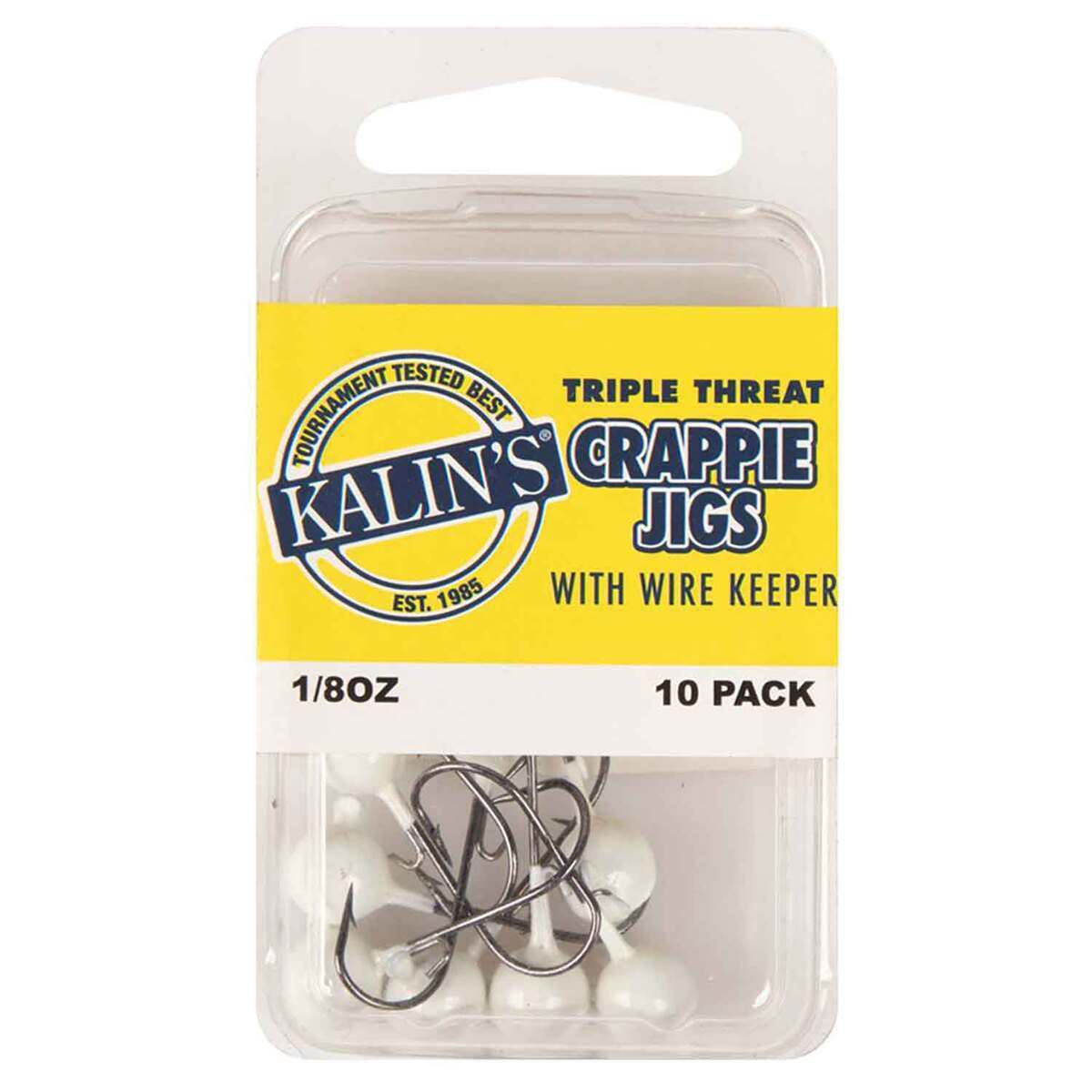 Kalin's Triple Threat White Crappie Jig Heads - 1/8 oz, 10-Pack