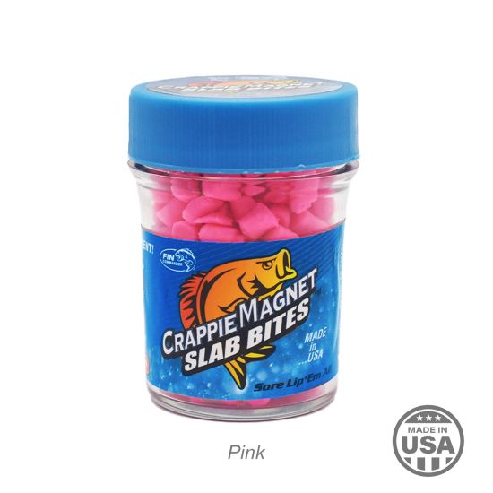 Leland's Lures Crappie Magnet Slab Bites in Pink, 1 oz jar