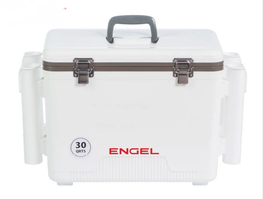 Engel UC30 30qt Leak-Proof, Air Tight, Fishing Drybox Cooler with Rod Holders